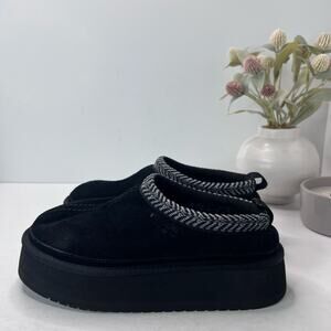 Koolaburra by UGG Burree Slip-On Suede Slippers Faux Fur Lined Black Women 7